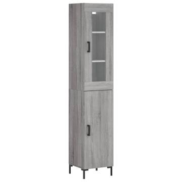 Stylish Highboard Grey Sonoma - 34.5x34x180 cm | Hipo Market