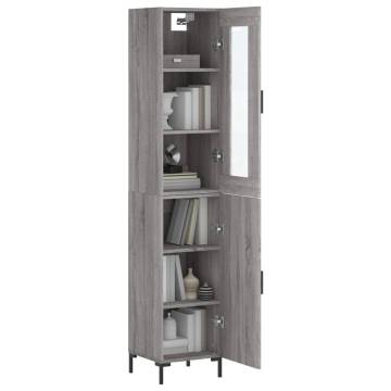 Stylish Highboard Grey Sonoma - 34.5x34x180 cm | Hipo Market