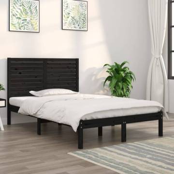 Black Solid Wood Bed Frame 120x190 cm - Small Double