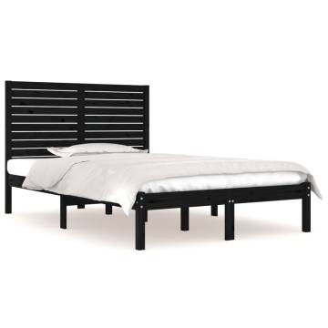 Black Solid Wood Bed Frame 120x190 cm - Small Double