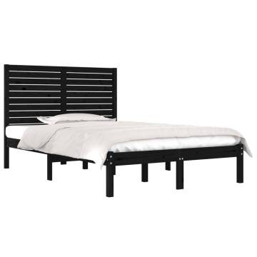 Black Solid Wood Bed Frame 120x190 cm - Small Double