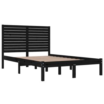 Black Solid Wood Bed Frame 120x190 cm - Small Double