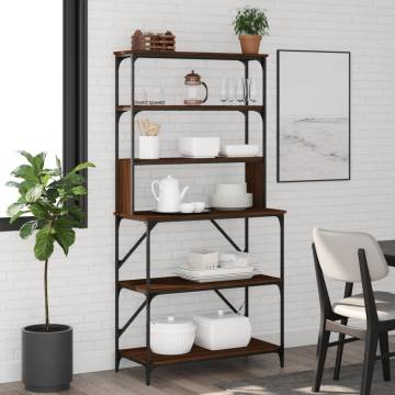 Baker's Rack 6-Tier Brown Oak | Stylish Storage Solution