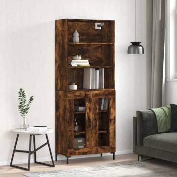 Stylish Highboard in Smoked Oak - 69.5x34x180 cm