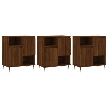 Elegant 3-Piece Brown Oak Sideboard Set | Hipomarket UK