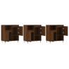 Elegant 3-Piece Brown Oak Sideboard Set | Hipomarket UK