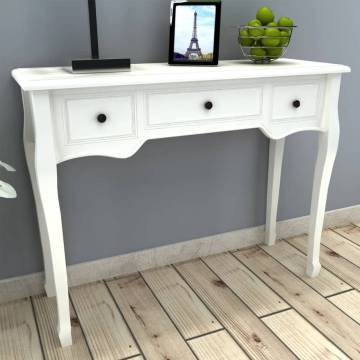 Stylish White Dressing Console Table with 3 Drawers