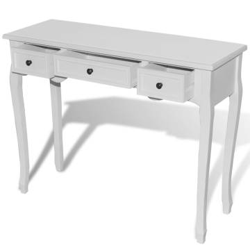 Stylish White Dressing Console Table with 3 Drawers