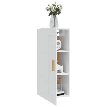 High Gloss White Wall Cabinet - 35x34x90 cm | HipoMarket