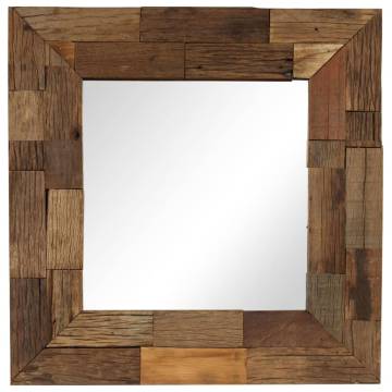 Mirror Solid Reclaimed Wood 50x50 cm - Vintage Home Decor