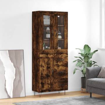 Stylish Highboard in Smoked Oak - 69.5x34x180 cm | HiPo Market