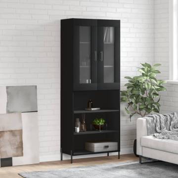 Stylish Highboard Black 69.5x34x180 cm | Durable Engineered Wood