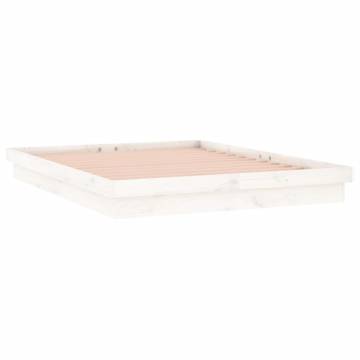 LED Bed Frame White 120x190 cm - Small Double Solid Wood