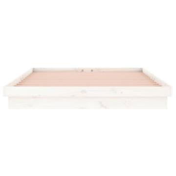 LED Bed Frame White 120x190 cm - Small Double Solid Wood