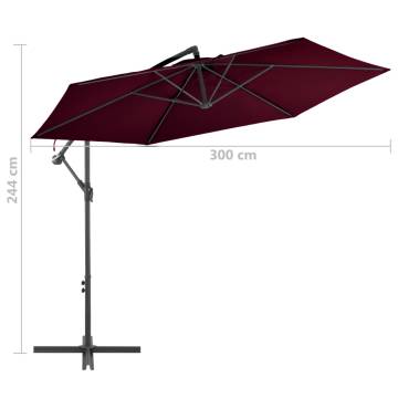 Cantilever Umbrella with Aluminium Pole - Bordeaux Red 300 cm