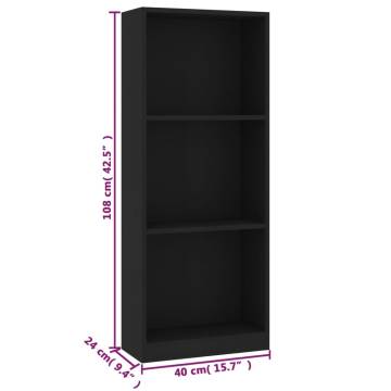 3-Tier Black Book Cabinet - Stylish Storage Solution | Hipo Market