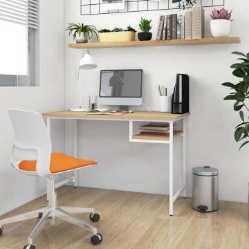 Stylish White and Light Oak Computer Desk - 105x55x72 cm