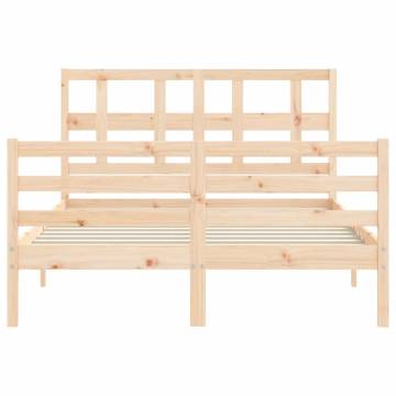 Solid Wood Small Double Bed Frame with Headboard