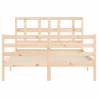 Solid Wood Small Double Bed Frame with Headboard