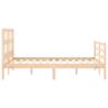 Solid Wood Small Double Bed Frame with Headboard