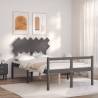 Bed Frame with Headboard Grey Double Solid Wood Colour grey Size 135 x 190 cm 