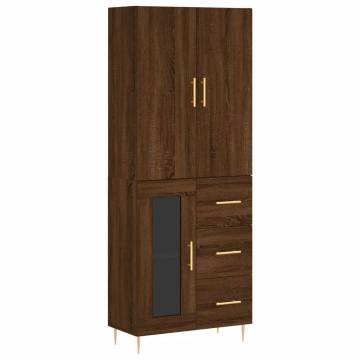 Stylish Highboard Brown Oak - 69.5x34x180 cm | Hipo Market