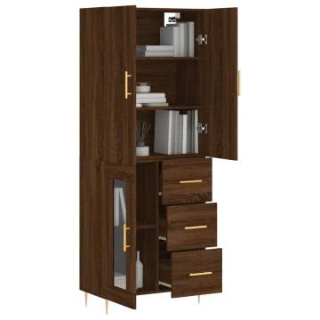 Stylish Highboard Brown Oak - 69.5x34x180 cm | Hipo Market