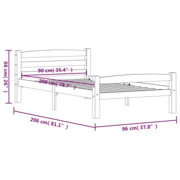 Honey Brown Solid Pinewood Bed Frame 90x200 cm | HipoMarket