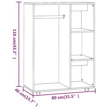 Wardrobe Grey Sonoma 80x40x110 cm - Quality Engineered Wood