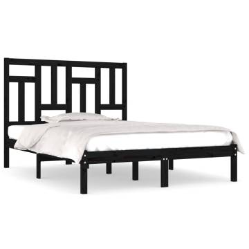 Black Solid Wood Pine Bed Frame 120x200 cm - Modern Design