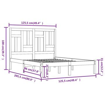 Black Solid Wood Pine Bed Frame 120x200 cm - Modern Design