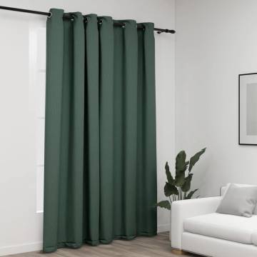 Linen-Look Blackout Curtains Green 290x245cm - HipoMarket