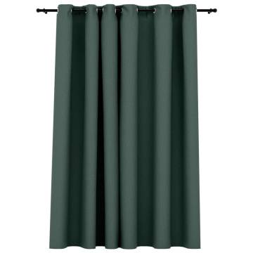 Linen-Look Blackout Curtains Green 290x245cm - HipoMarket