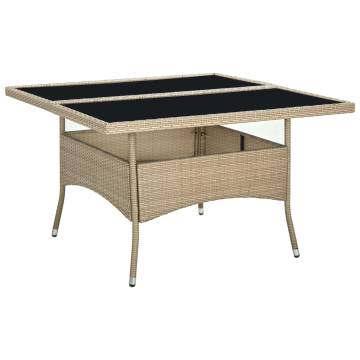 Beige Poly Rattan Outdoor Dining Table - Stylish & Durable