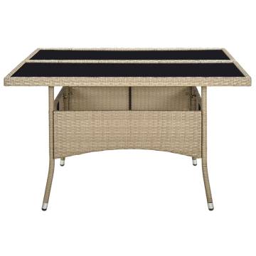 Beige Poly Rattan Outdoor Dining Table - Stylish & Durable