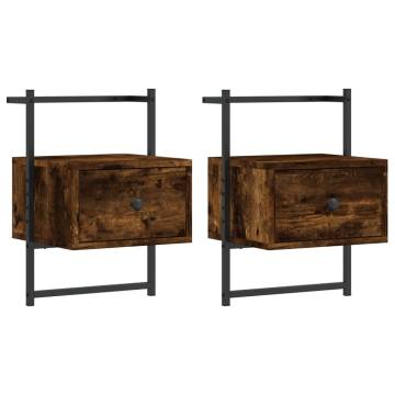 Wall-Mounted Bedside Cabinets - Smoked Oak | Hipo Market