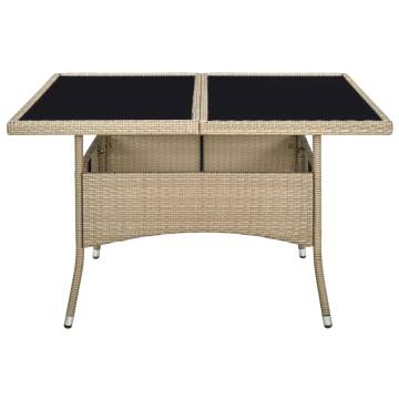 Beige Poly Rattan Outdoor Dining Table - Stylish & Durable