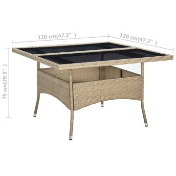 Beige Poly Rattan Outdoor Dining Table - Stylish & Durable