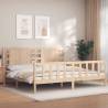 Bed Frame with Headboard 200x200 cm Solid Wood Colour natural Size 200 x 200 cm 