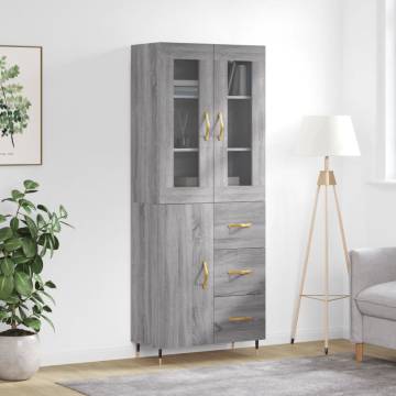 Highboard Grey Sonoma - Stylish Engineered Wood Storage Unit