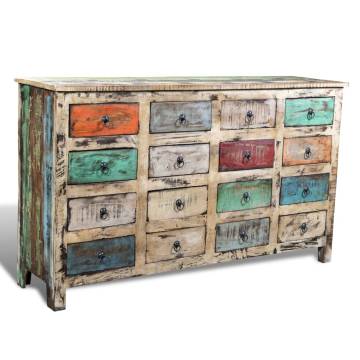 Reclaimed Solid Wood Cabinet with 16 Drawers - Unique Storage