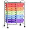 XXL 15-Drawer Mobile Storage Trolley - Multicolour Plastic