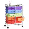 XXL 15-Drawer Mobile Storage Trolley - Multicolour Plastic