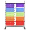 XXL 15-Drawer Mobile Storage Trolley - Multicolour Plastic