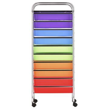 XXL 15-Drawer Mobile Storage Trolley - Multicolour Plastic