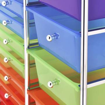 XXL 15-Drawer Mobile Storage Trolley - Multicolour Plastic