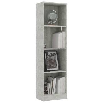 4-Tier Book Cabinet Concrete Grey | Stylish Storage Solution