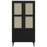 Wardrobe SENJA Rattan Look Black - Solid Pine 90x55x175 cm