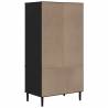 Wardrobe SENJA Rattan Look Black - Solid Pine 90x55x175 cm