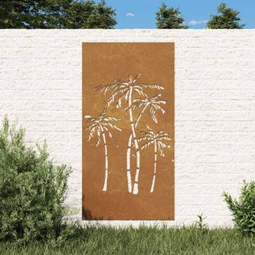 Corten Steel Palm Tree Wall Decoration - 105x55 cm